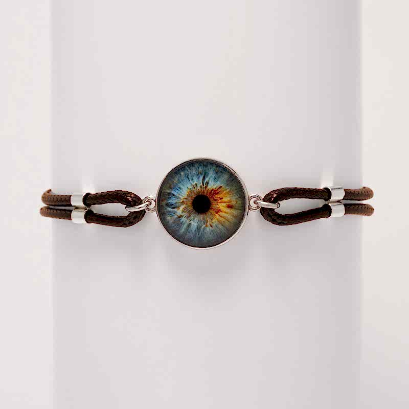 Deri Tarz İpli Gümüş İris Göz Bileklik