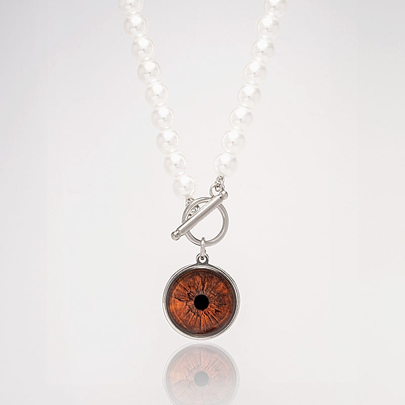 İnci Taneli Çelik İris Göz Kolye